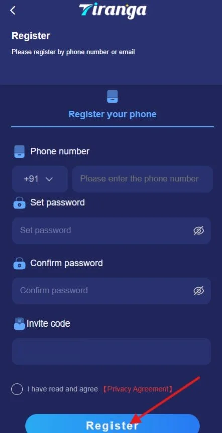 Click on Register button